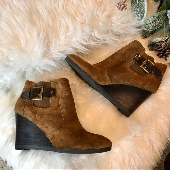 Leather Authentic Suede platform heels ankle boots urban boho bohemian chic vibe - Picture 1 of 7
